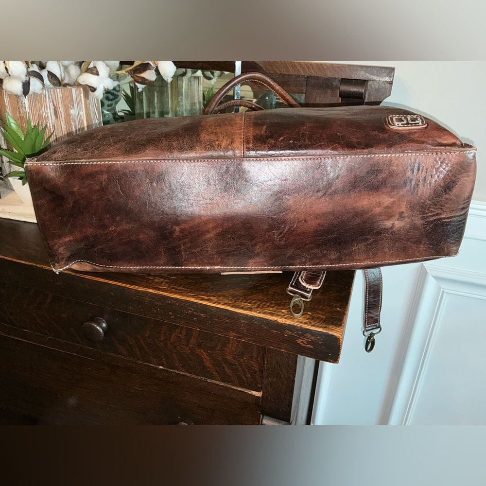 Bed Stu Leather Rockaway Shoulder Bag Crossbody Tote Teak Rustic MSRP  $345 - Picture 7 of 13